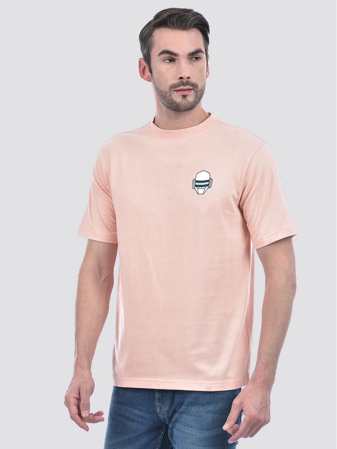 Numero Uno Men's Half Sleeve Oversized Pink Round Neck T-Shirt
